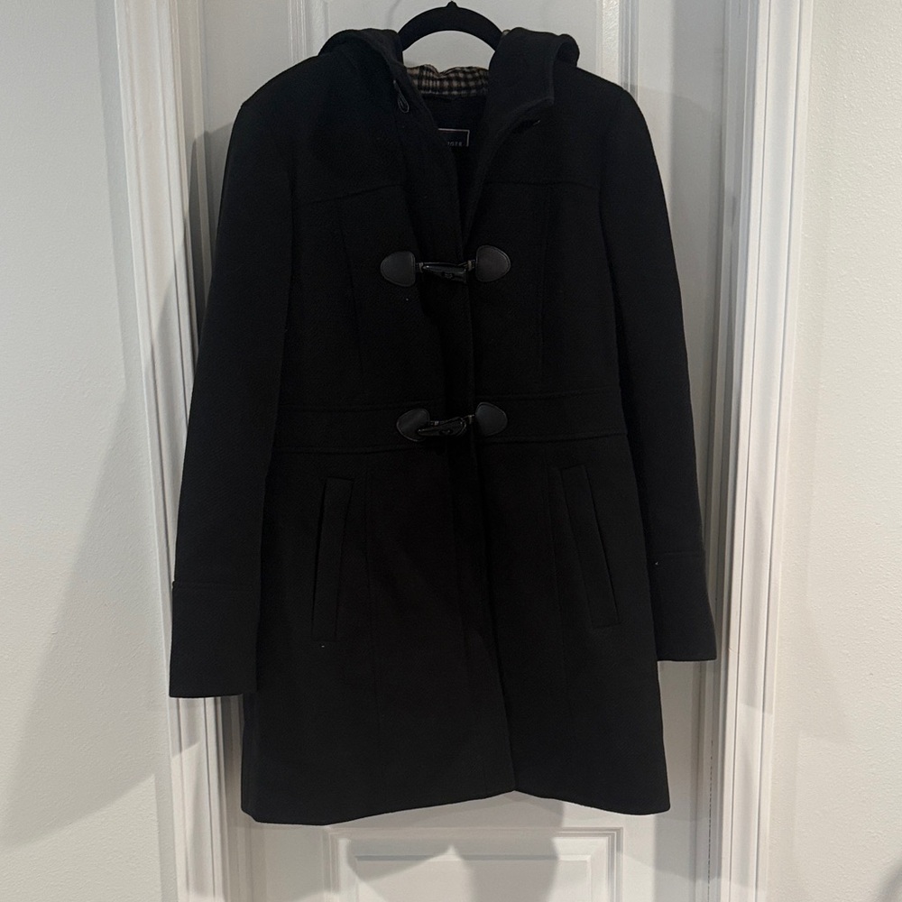 Tommy Hilfiger Black Pea Coat with Toggle Closure